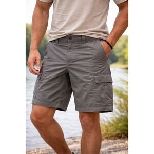 Columbia PFG Fishing Omni Shade Men's Gray Cargo Shorts Size 38 Gorpcore Granola